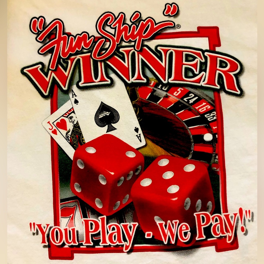 Vintage 1990s Casino Winner Ocean Players Club T shirt. Carnival Cruise line